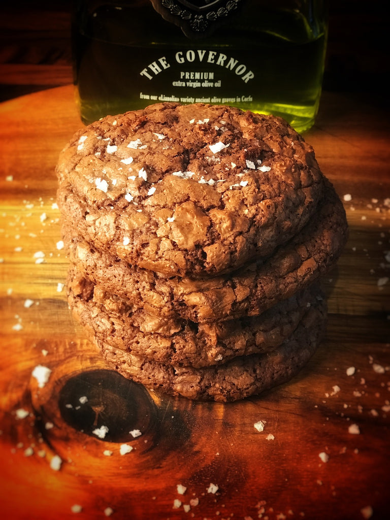 Chocolate, walnut & olive oil brownie cookies